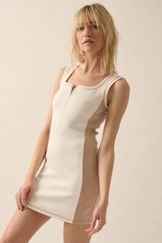 Premium Scuba Colorblock Quarter-Zip Mini Dress - ShopPromesa