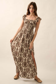 Opulent Beauty Ornate Floral-Print Maxi Dress - ShopPromesa