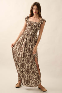 Opulent Beauty Ornate Floral-Print Maxi Dress - ShopPromesa