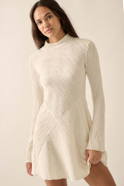 Flow Motion Wavy Ribbed-Knit Mock-Neck Mini Dress - ShopPromesa