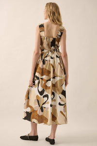Tawny Blossoms Floral Smocked Midi Dress - ShopPromesa