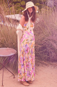 Garden Glow Floral Chiffon Strapless Maxi Dress - ShopPromesa