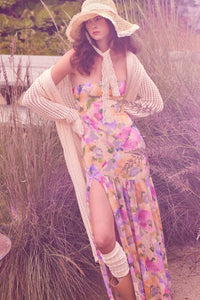 Garden Glow Floral Chiffon Strapless Maxi Dress - ShopPromesa