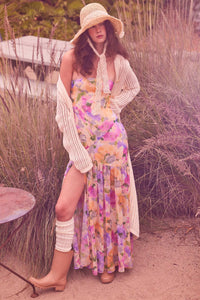 Garden Glow Floral Chiffon Strapless Maxi Dress - ShopPromesa