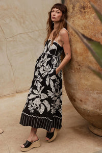 Botanical Beauty Tropical High-Waist Midi Dress - ShopPromesa