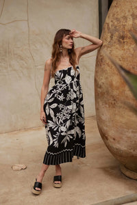 Botanical Beauty Tropical High-Waist Midi Dress - ShopPromesa