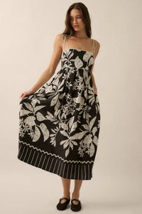 Botanical Beauty Tropical High-Waist Midi Dress - ShopPromesa