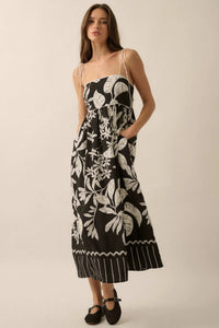 Botanical Beauty Tropical High-Waist Midi Dress - ShopPromesa