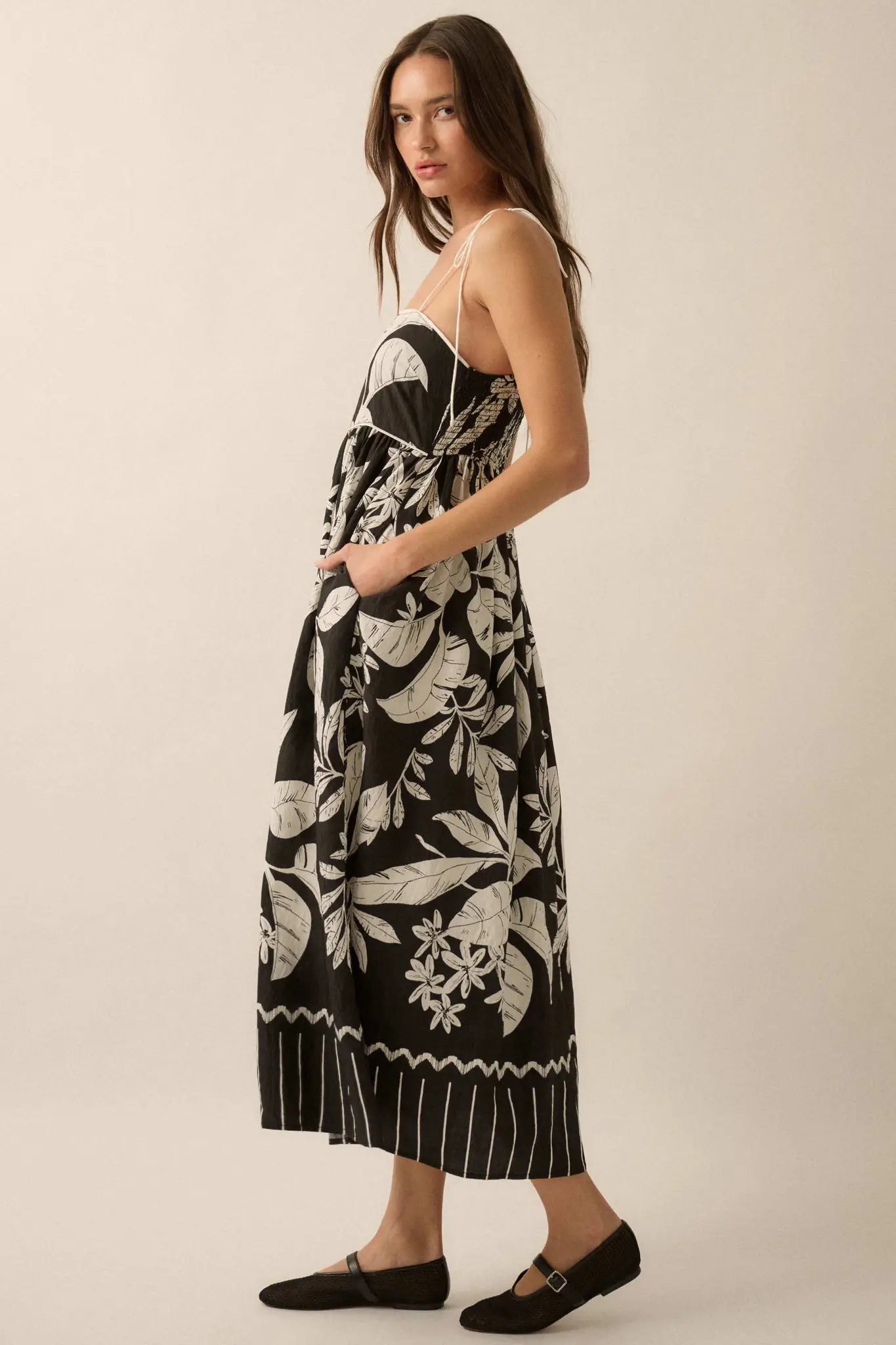 Botanical Beauty Tropical High-Waist Midi Dress - ShopPromesa