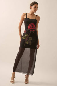 Kiss From a Rose Printed Mesh Layered Maxi Dress - ShopPromesa