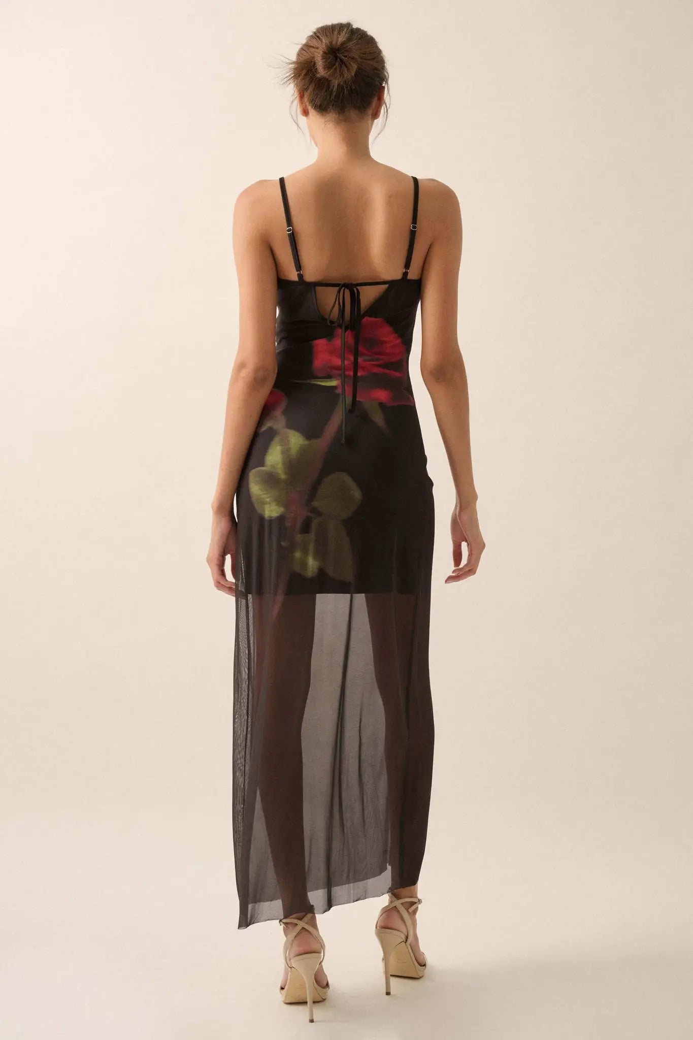 Kiss From a Rose Printed Mesh Layered Maxi Dress - ShopPromesa
