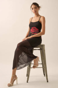 Kiss From a Rose Printed Mesh Layered Maxi Dress - ShopPromesa