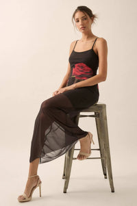 Kiss From a Rose Printed Mesh Layered Maxi Dress - ShopPromesa