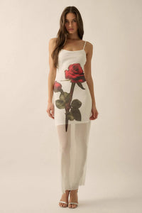 Kiss From a Rose Printed Mesh Layered Maxi Dress - ShopPromesa