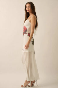 Kiss From a Rose Printed Mesh Layered Maxi Dress - ShopPromesa