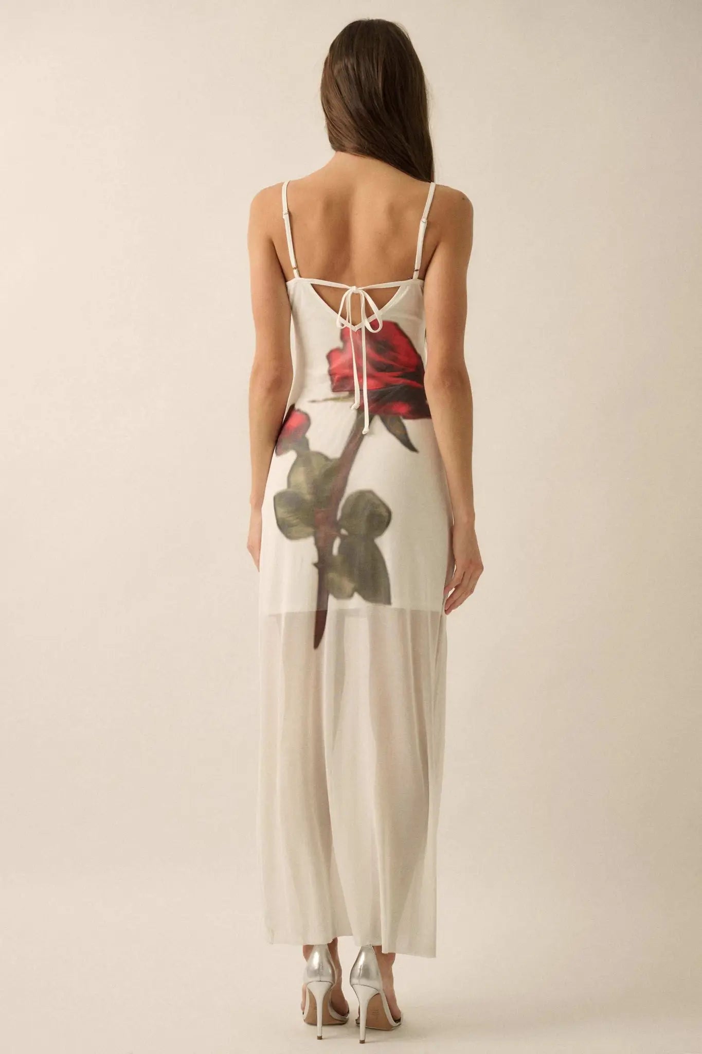 Kiss From a Rose Printed Mesh Layered Maxi Dress - ShopPromesa