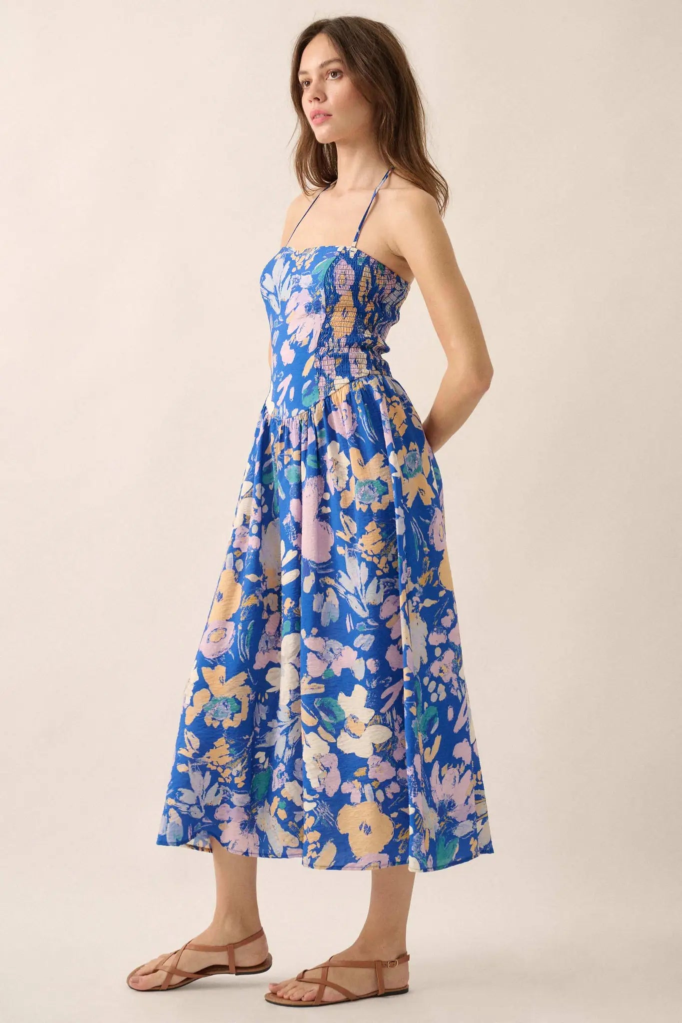 floral halter dress midi Alice Floral Halter Midi Dress
