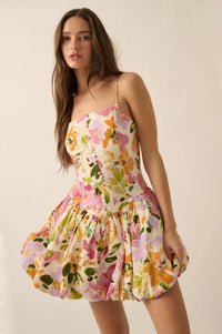 Delicate Dawn Floral Drop-Waist Bubble Mini Dress - ShopPromesa