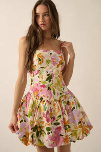 Delicate Dawn Floral Drop-Waist Bubble Mini Dress - ShopPromesa