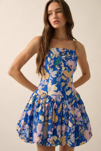 Delicate Dawn Floral Drop-Waist Bubble Mini Dress - ShopPromesa