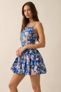Delicate Dawn Floral Drop-Waist Bubble Mini Dress - ShopPromesa