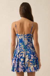 Delicate Dawn Floral Drop-Waist Bubble Mini Dress - ShopPromesa