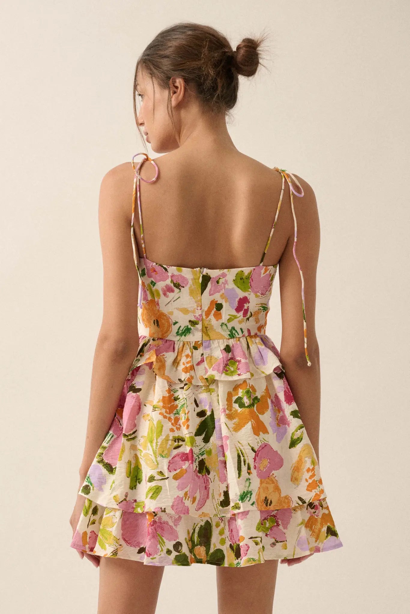 Delightful Dawn Floral Tiered Ruffle Mini Dress