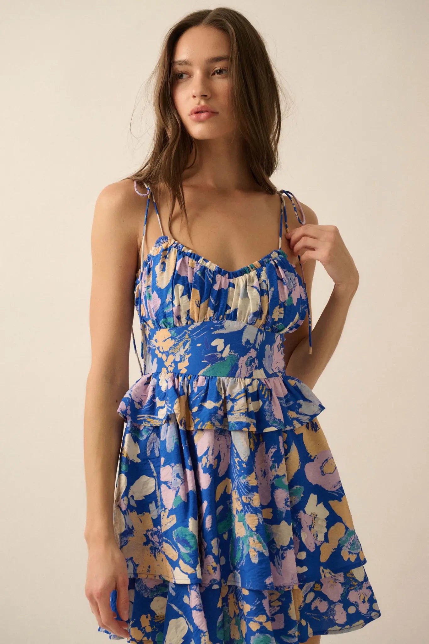 Delightful Dawn Floral Tiered Ruffle Mini Dress
