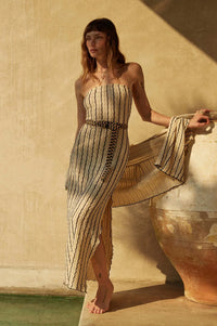 Whispering Waves Striped Knit Strapless Maxi Dress - ShopPromesa