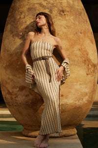 Whispering Waves Striped Knit Strapless Maxi Dress - ShopPromesa