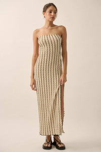 Whispering Waves Striped Knit Strapless Maxi Dress - ShopPromesa