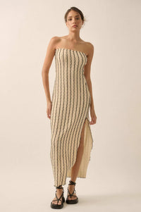 Whispering Waves Striped Knit Strapless Maxi Dress - ShopPromesa