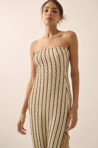 Whispering Waves Striped Knit Strapless Maxi Dress - ShopPromesa