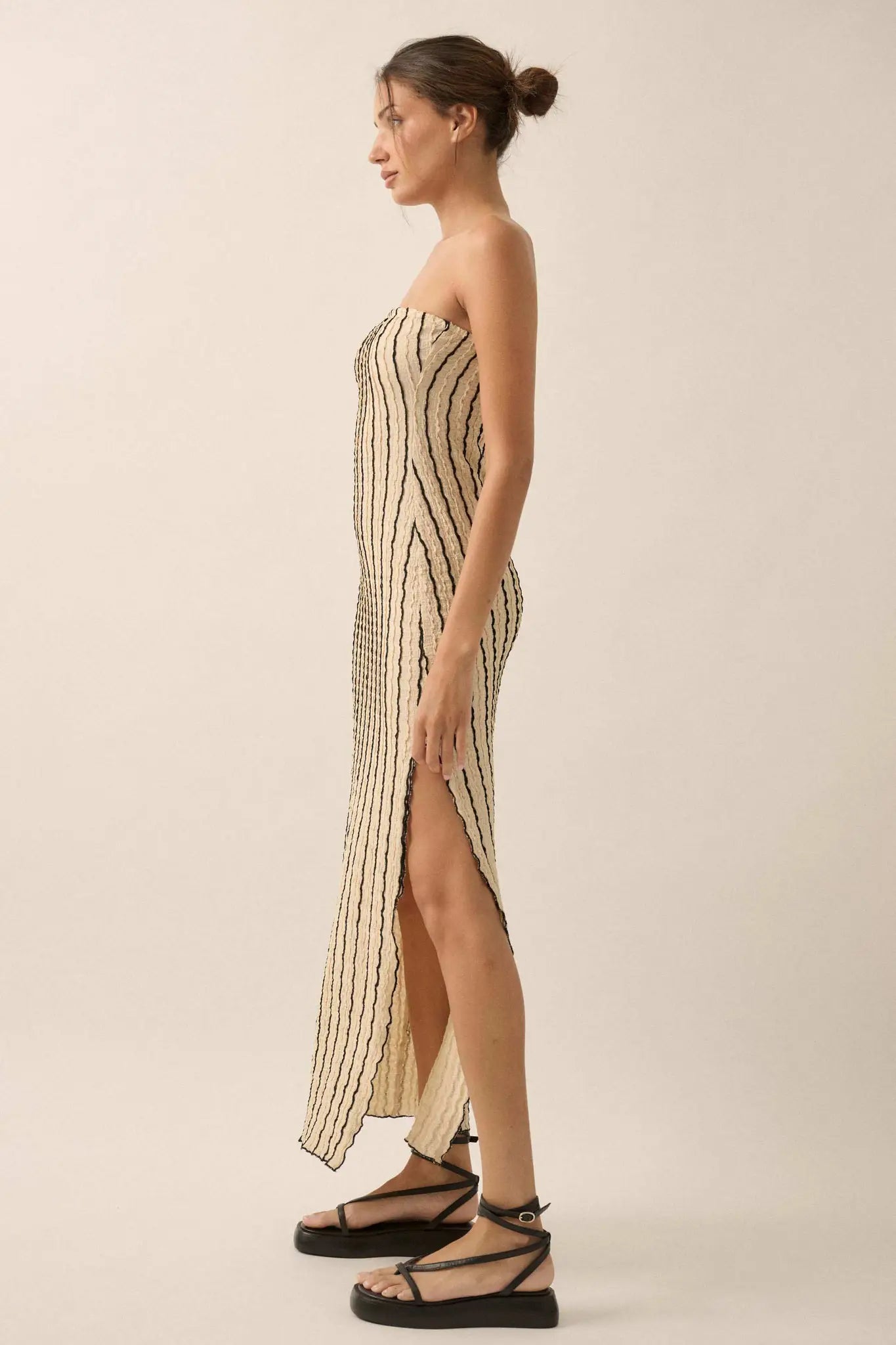 Whispering Waves Striped Knit Strapless Maxi Dress - ShopPromesa