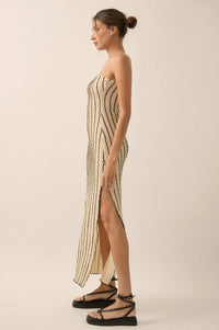 Whispering Waves Striped Knit Strapless Maxi Dress - ShopPromesa