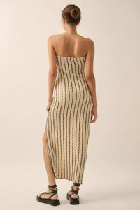 Whispering Waves Striped Knit Strapless Maxi Dress - ShopPromesa