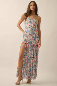 Fresh Petals Strapless Floral Mesh Maxi Dress - ShopPromesa