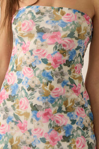 Fresh Petals Strapless Floral Mesh Maxi Dress - ShopPromesa