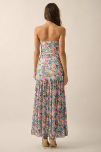 Fresh Petals Strapless Floral Mesh Maxi Dress - ShopPromesa