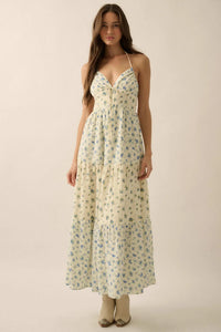 Meadow Garden Floral Gauze Tie-Back Maxi Dress - ShopPromesa
