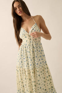 Meadow Garden Floral Gauze Tie-Back Maxi Dress - ShopPromesa