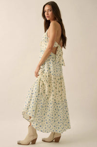 Meadow Garden Floral Gauze Tie-Back Maxi Dress - ShopPromesa