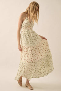 Meadow Garden Floral Gauze Tie-Back Maxi Dress - ShopPromesa