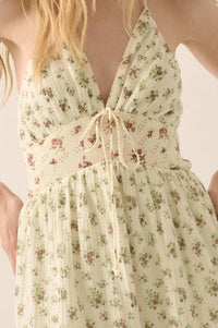 Meadow Garden Floral Gauze Tie-Back Maxi Dress - ShopPromesa