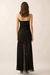 Belle Nuit Striped Lace Strapless Maxi Dress - ShopPromesa