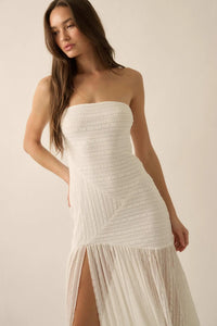 Belle Nuit Striped Lace Strapless Maxi Dress - ShopPromesa