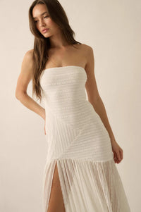 Belle Nuit Striped Lace Strapless Maxi Dress - ShopPromesa