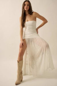 Belle Nuit Striped Lace Strapless Maxi Dress - ShopPromesa