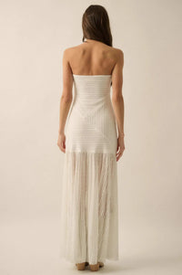 Belle Nuit Striped Lace Strapless Maxi Dress - ShopPromesa
