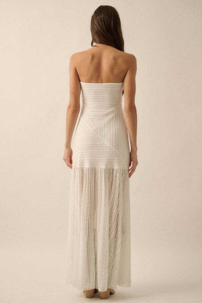 Belle Nuit Striped Lace Strapless Maxi Dress - ShopPromesa